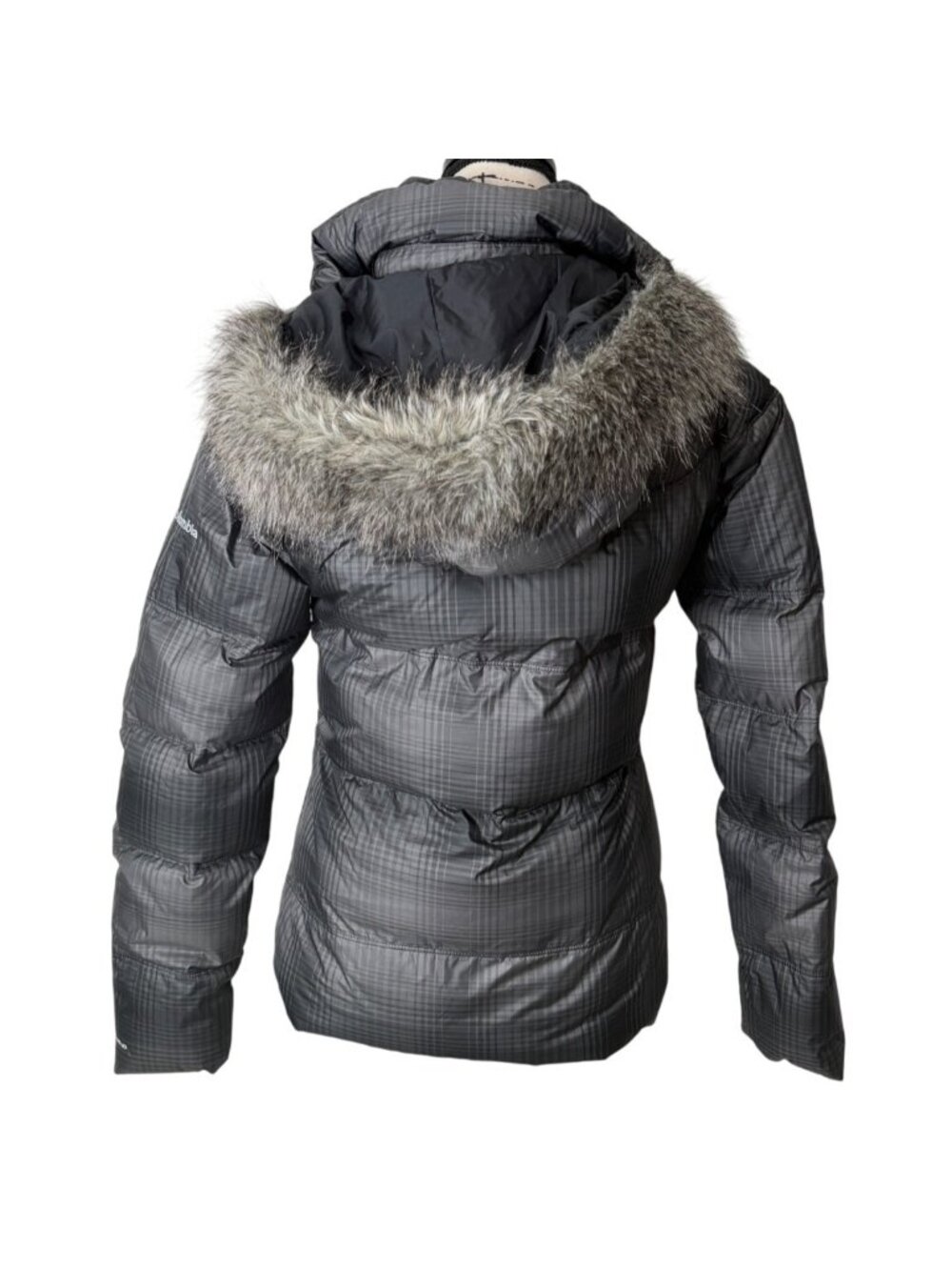 Columbia Womens Small Down Puffer Jacket Faux-Fur-Hood Omni-Shield Gray Coat - Picture 3 of 7